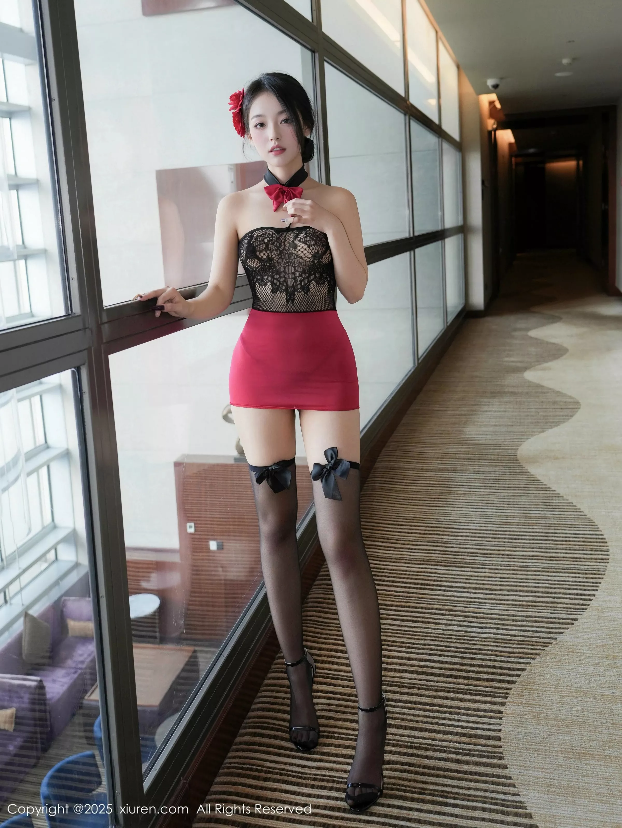 白琮瑗性感蕾丝红裙配黑色丝袜露丁字裤秀曼妙身姿绝美写真54P 4