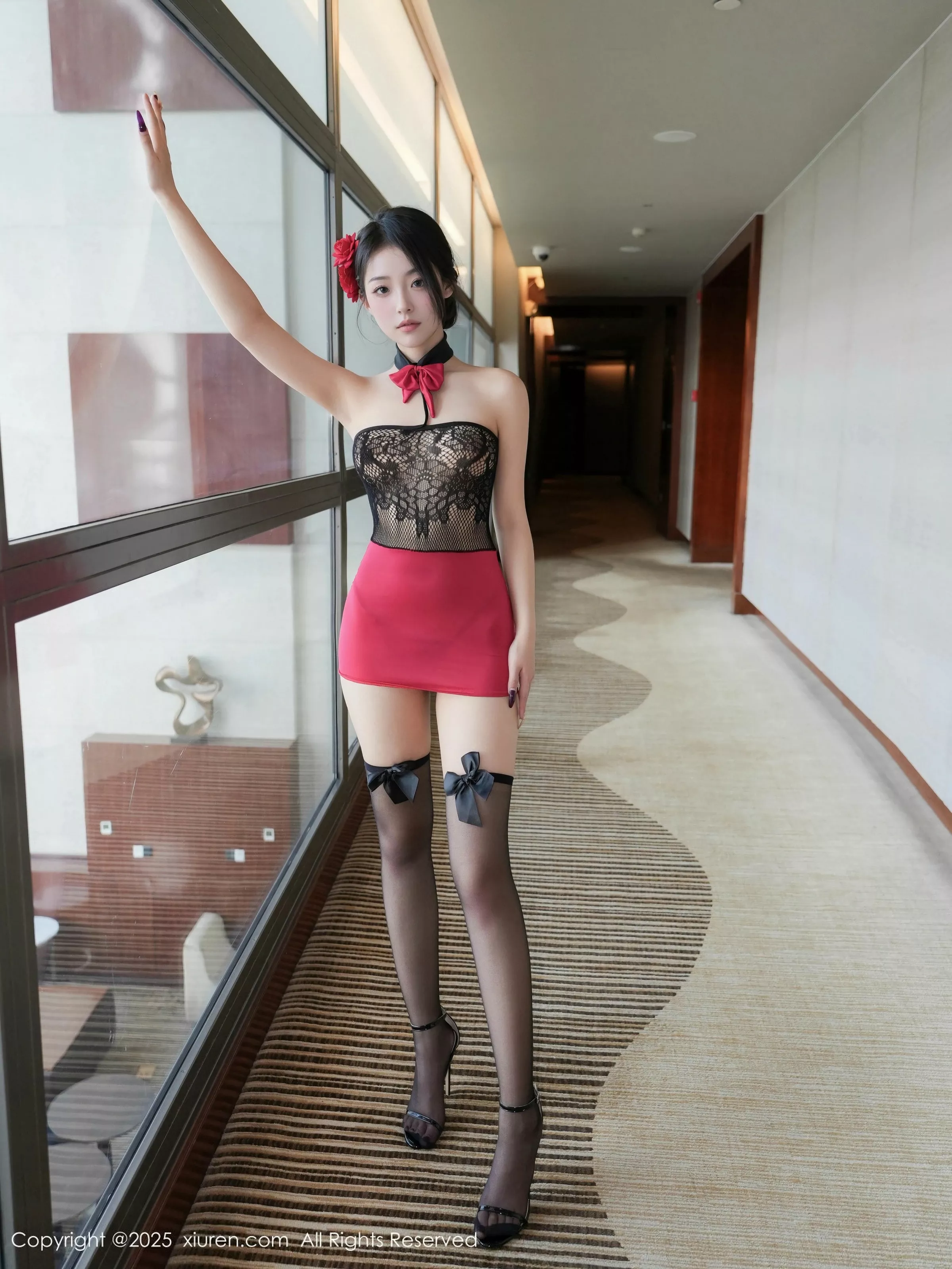 白琮瑗性感蕾丝红裙配黑色丝袜露丁字裤秀曼妙身姿绝美写真54P 5
