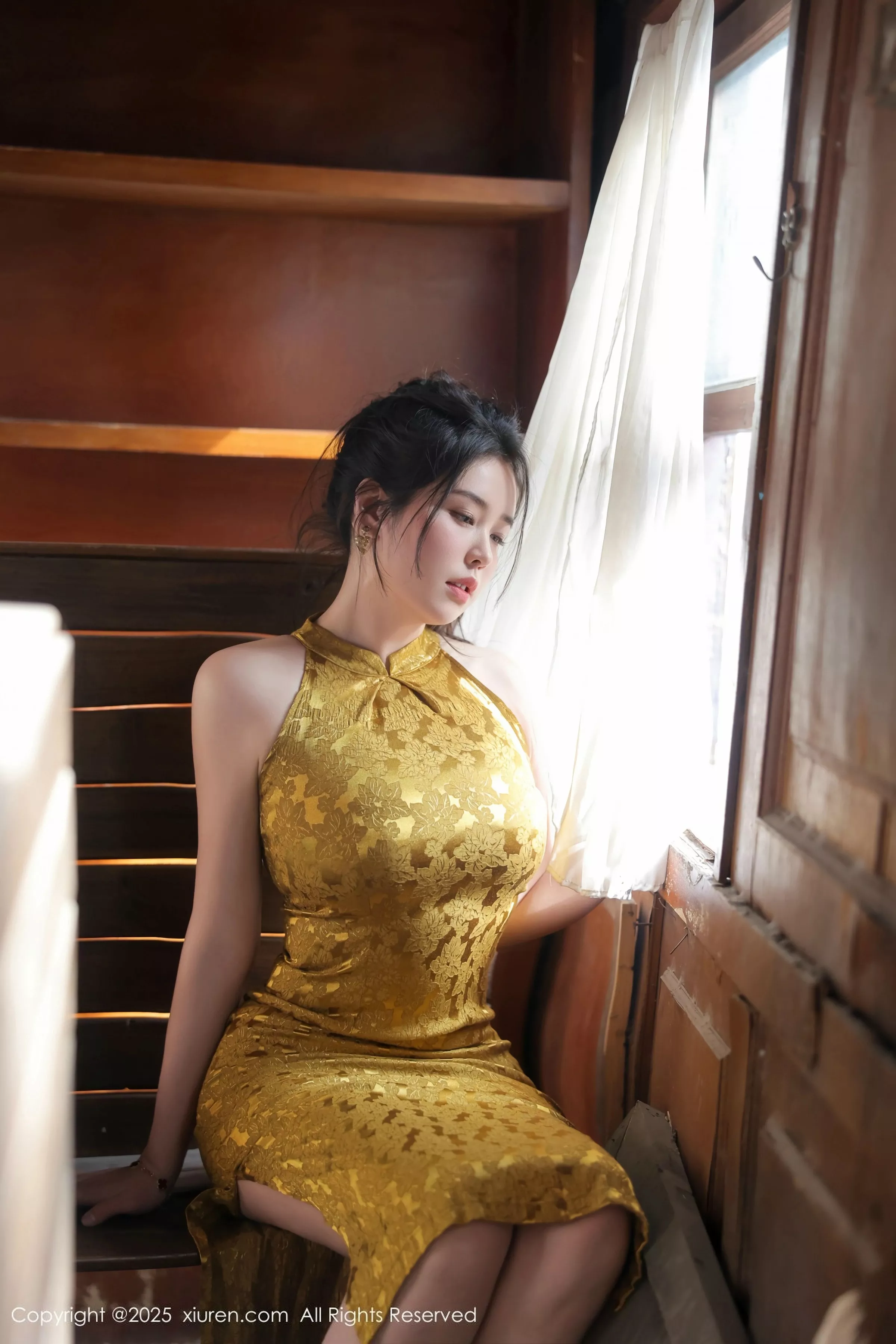 林若凡F性感黄色旗袍露浅色内衣秀丰腴身材撩人绝美写真71P 5