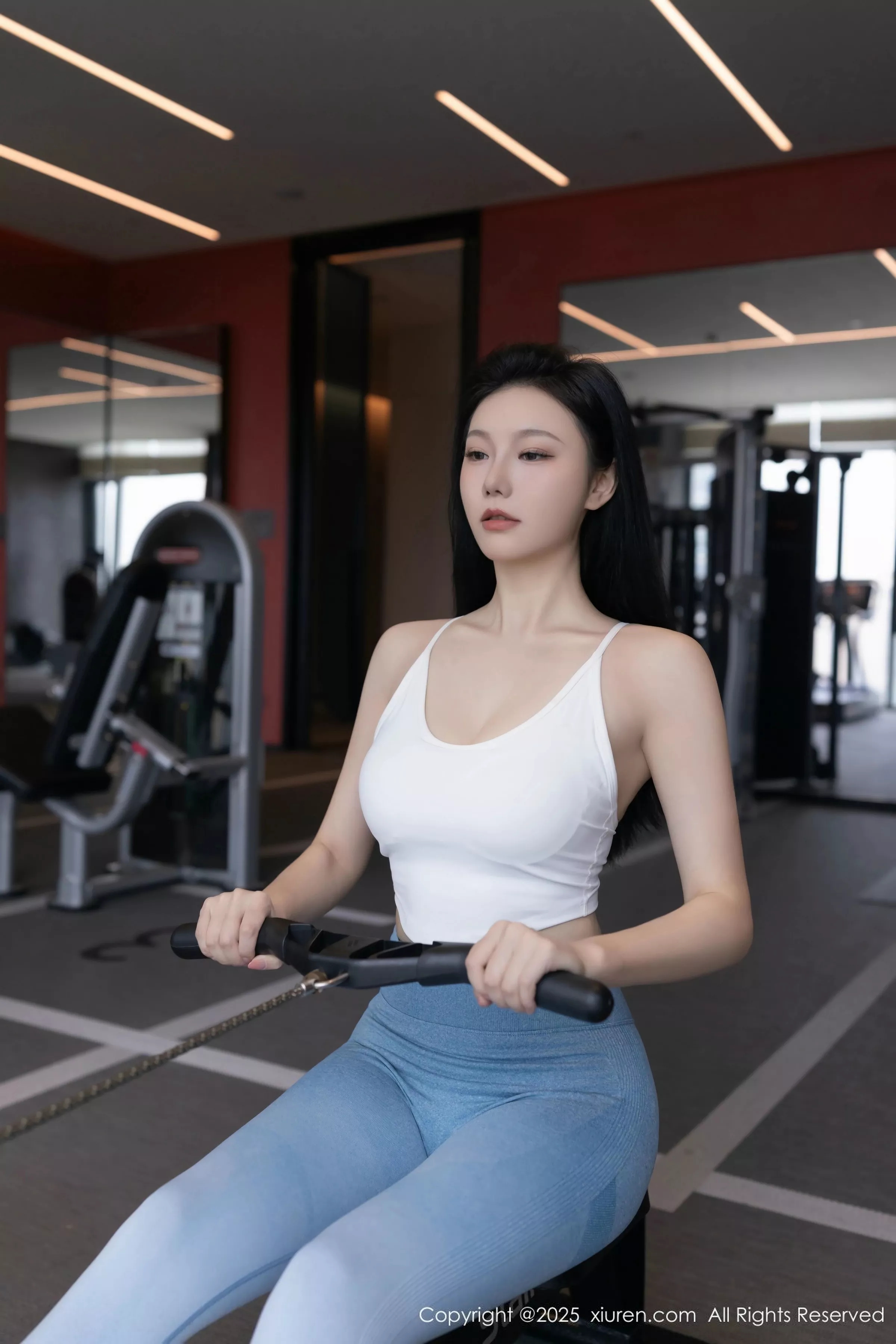 安然anran健身房性感蓝白色运动服秀曼妙身姿完美绝美写真80P 4