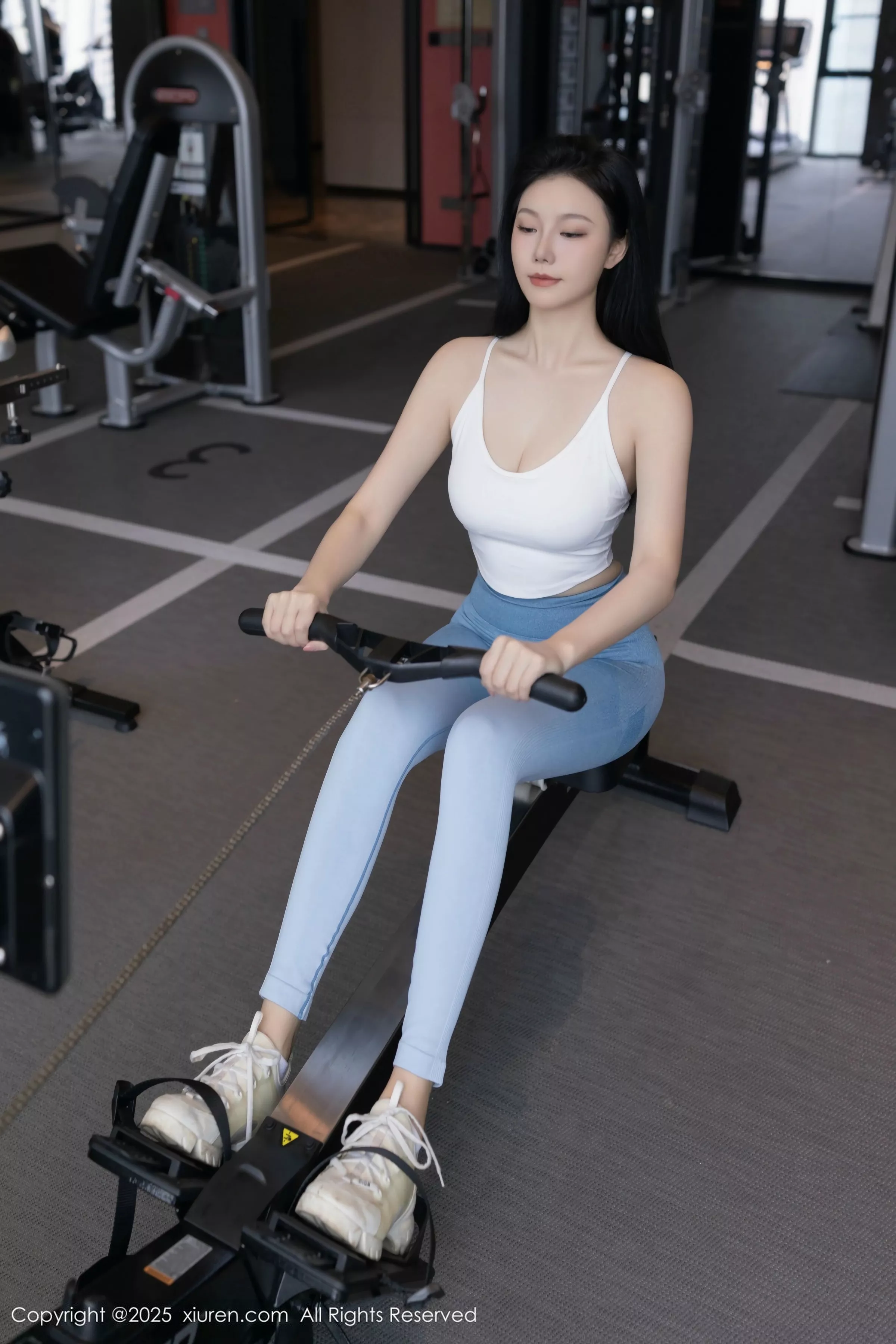 安然anran健身房性感蓝白色运动服秀曼妙身姿完美绝美写真80P 5