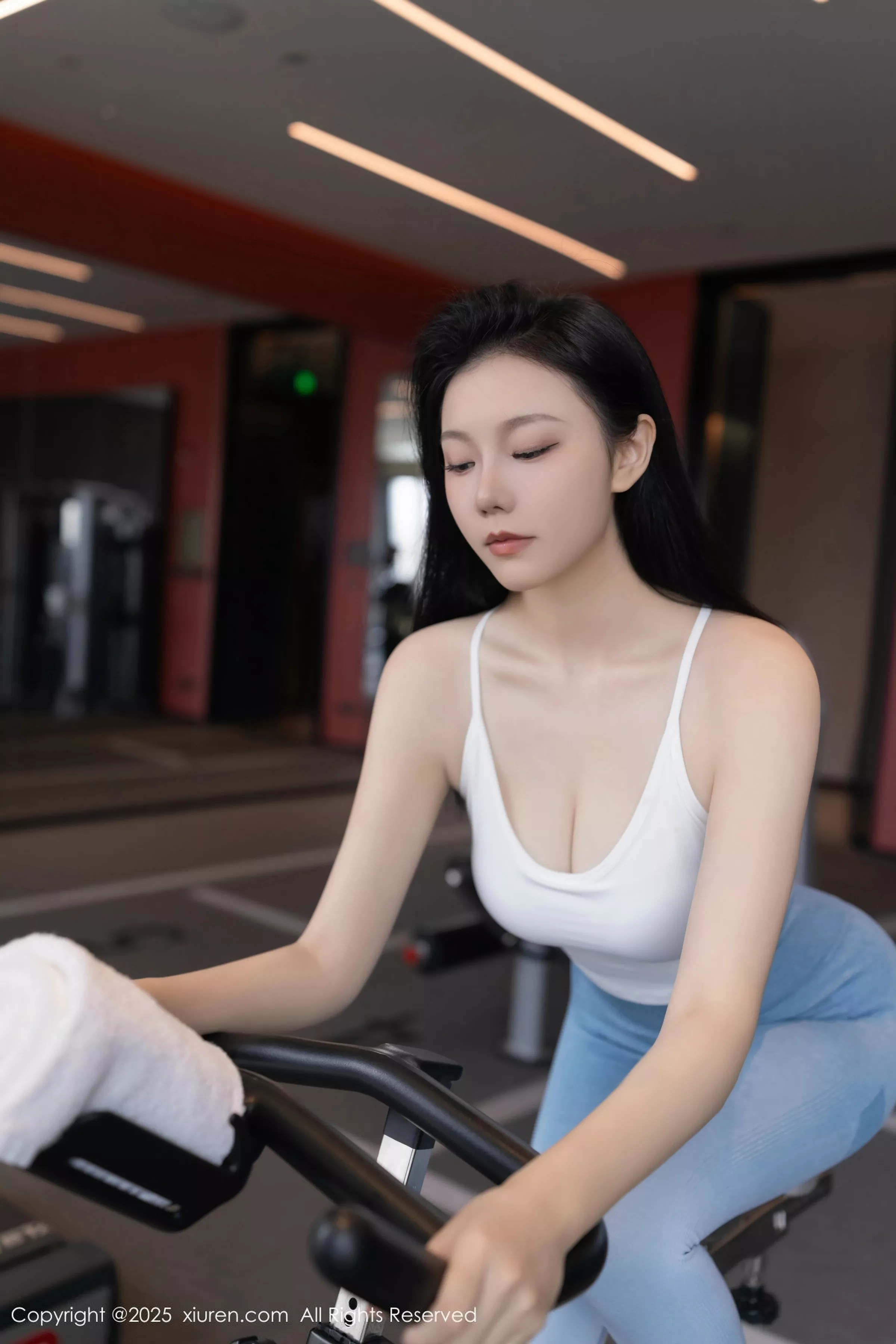 安然anran健身房性感蓝白色运动服秀曼妙身姿完美绝美写真80P 7