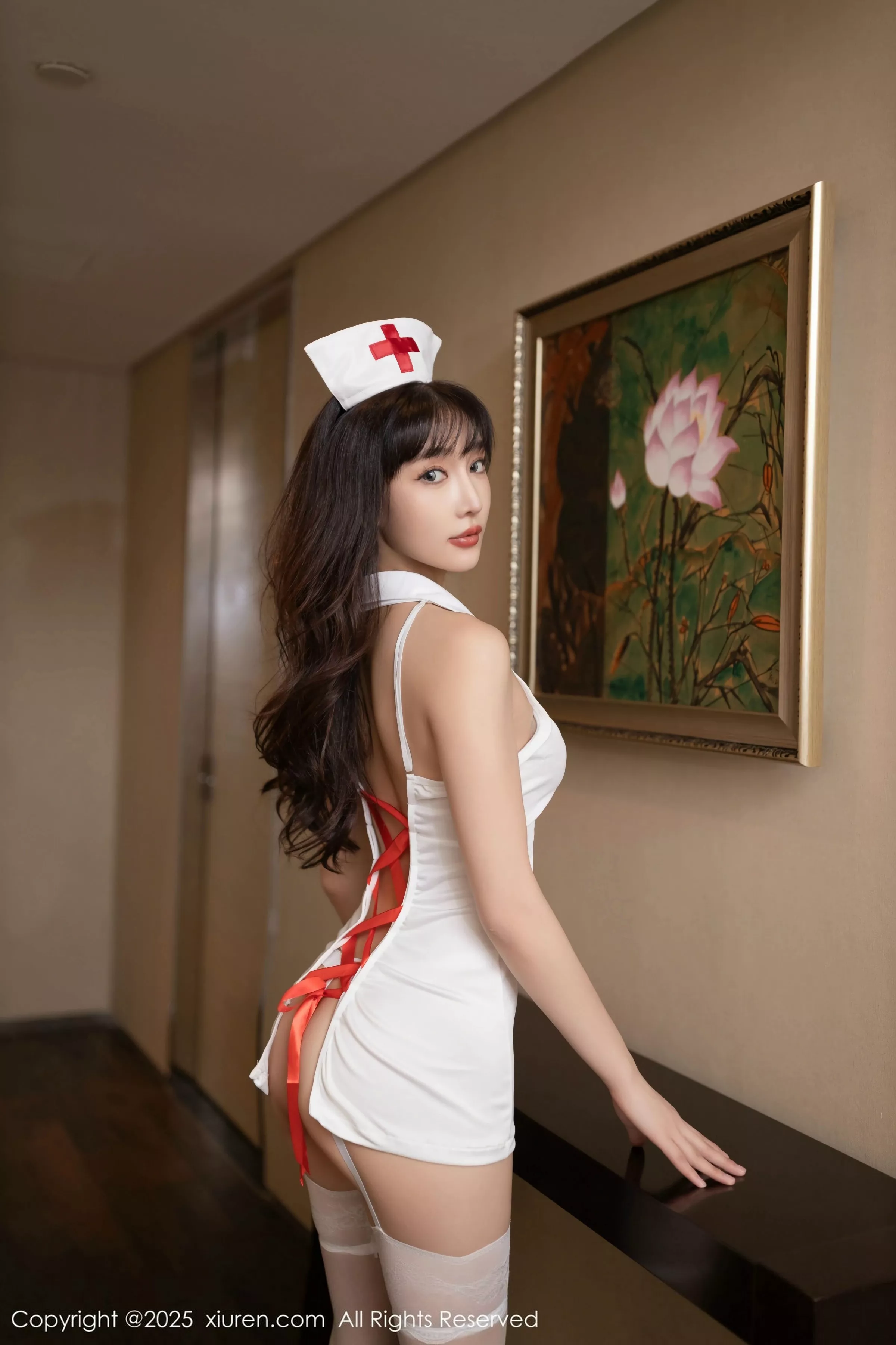 Lu Xuanxuan Sexy White Nurse Outfit with White Stockings and Garter Belt, Perfect Figure Stunning Photoshoot 77P 6