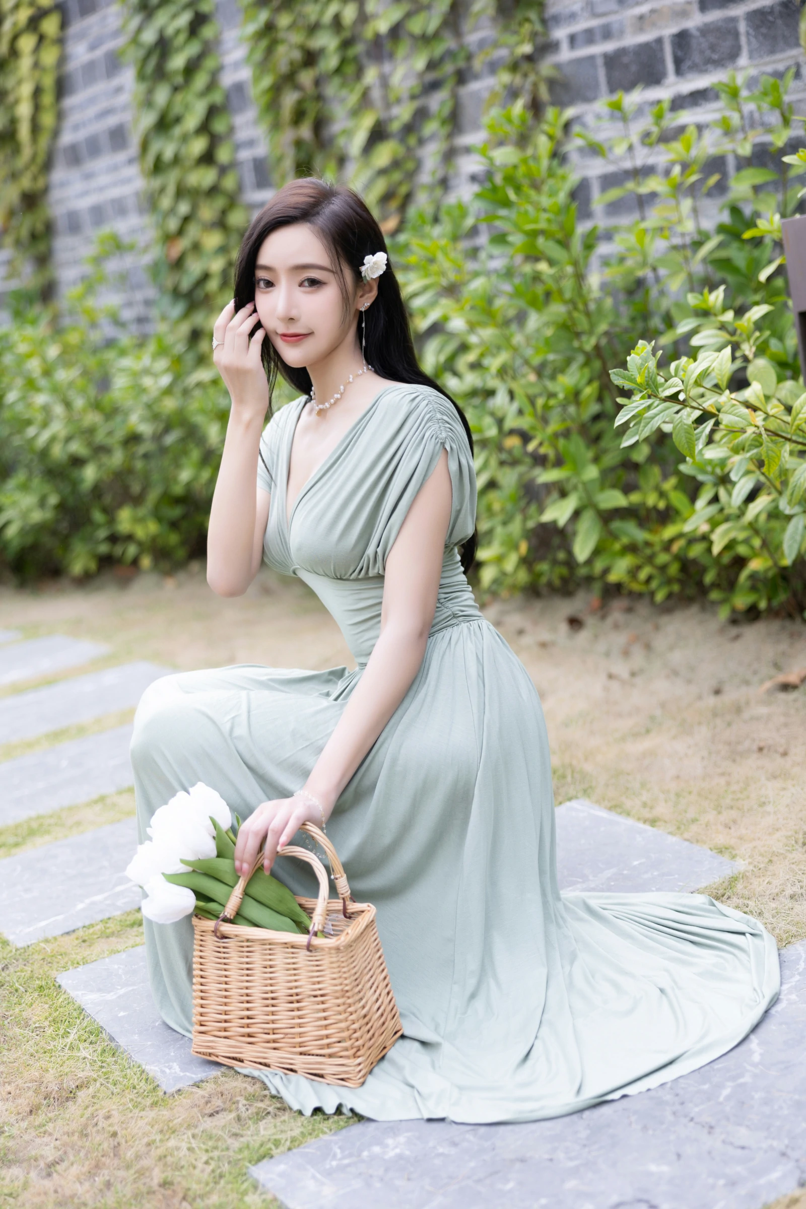 Paid Content | Wang Xinyao Yanni Seductive Private Photoshoot Benefits White Swimsuit Green Dress 105P 3