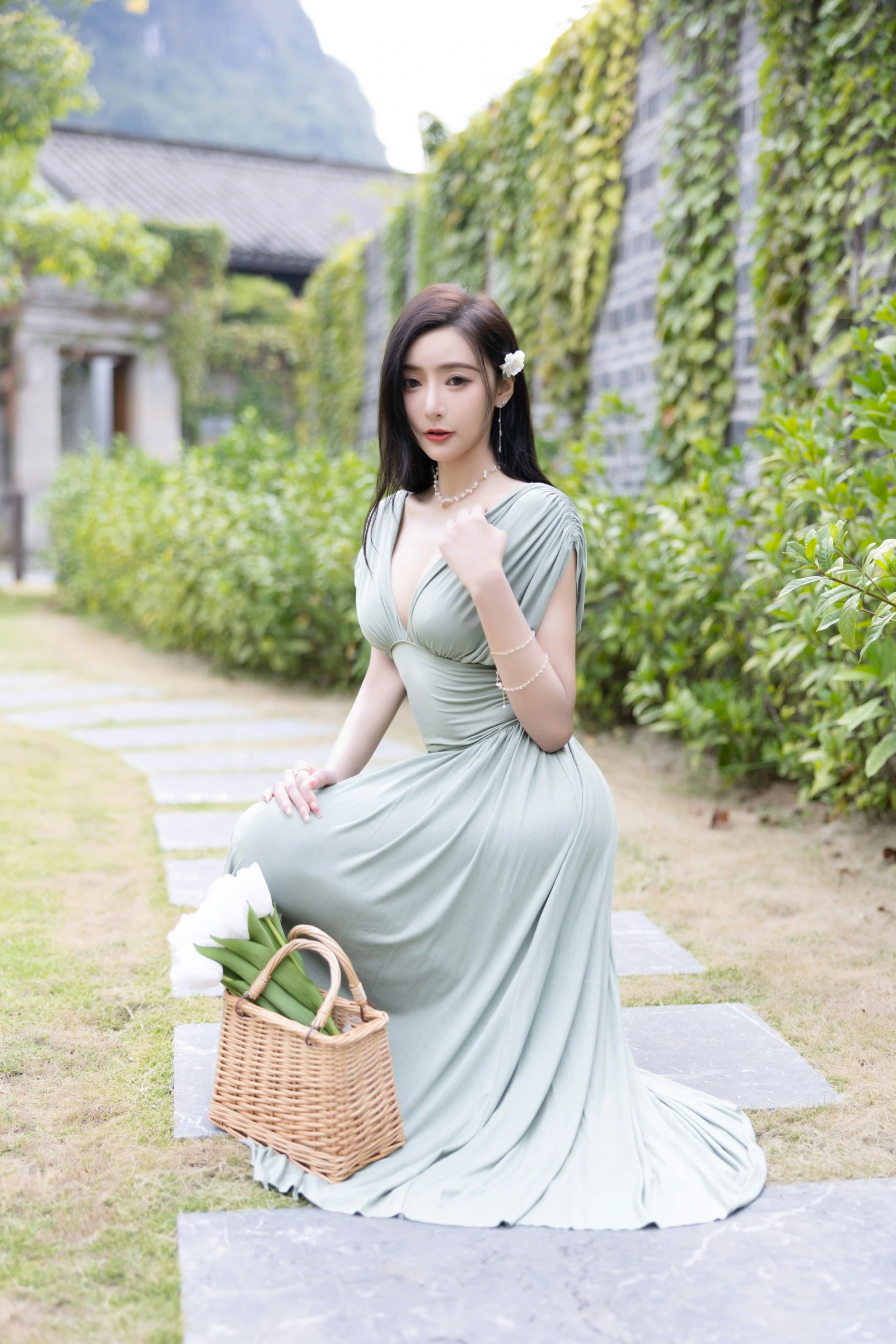Paid Content | Wang Xinyao Yanni Seductive Private Photoshoot Benefits White Swimsuit Green Dress 105P 5