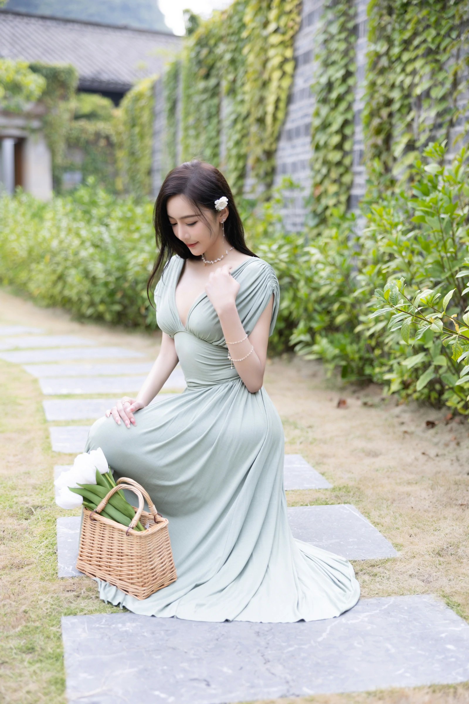 Paid Content | Wang Xinyao Yanni Seductive Private Photoshoot Benefits White Swimsuit Green Dress 105P 7