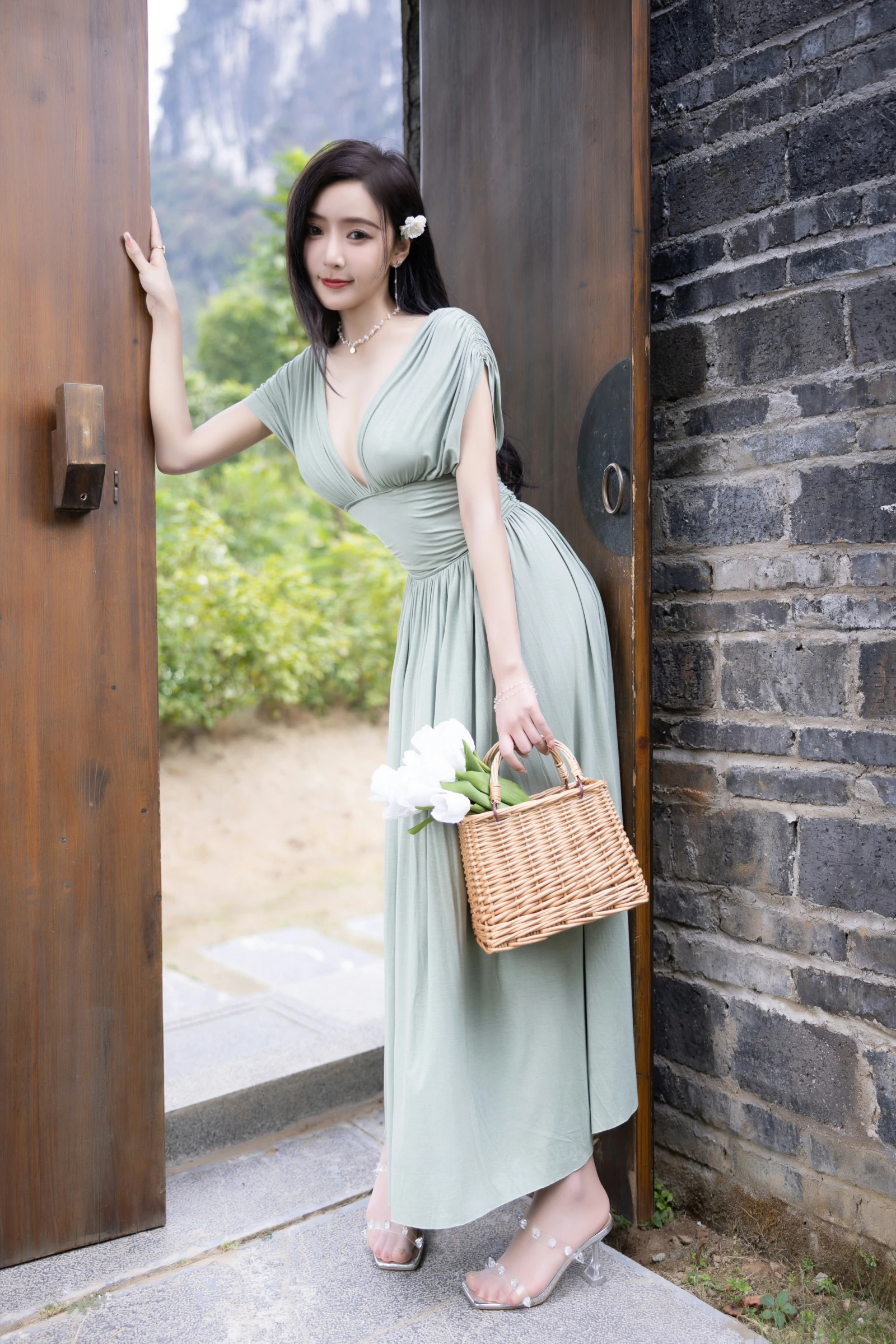 Paid Content | Wang Xinyao Yanni Seductive Private Photoshoot Benefits White Swimsuit Green Dress 105P 8