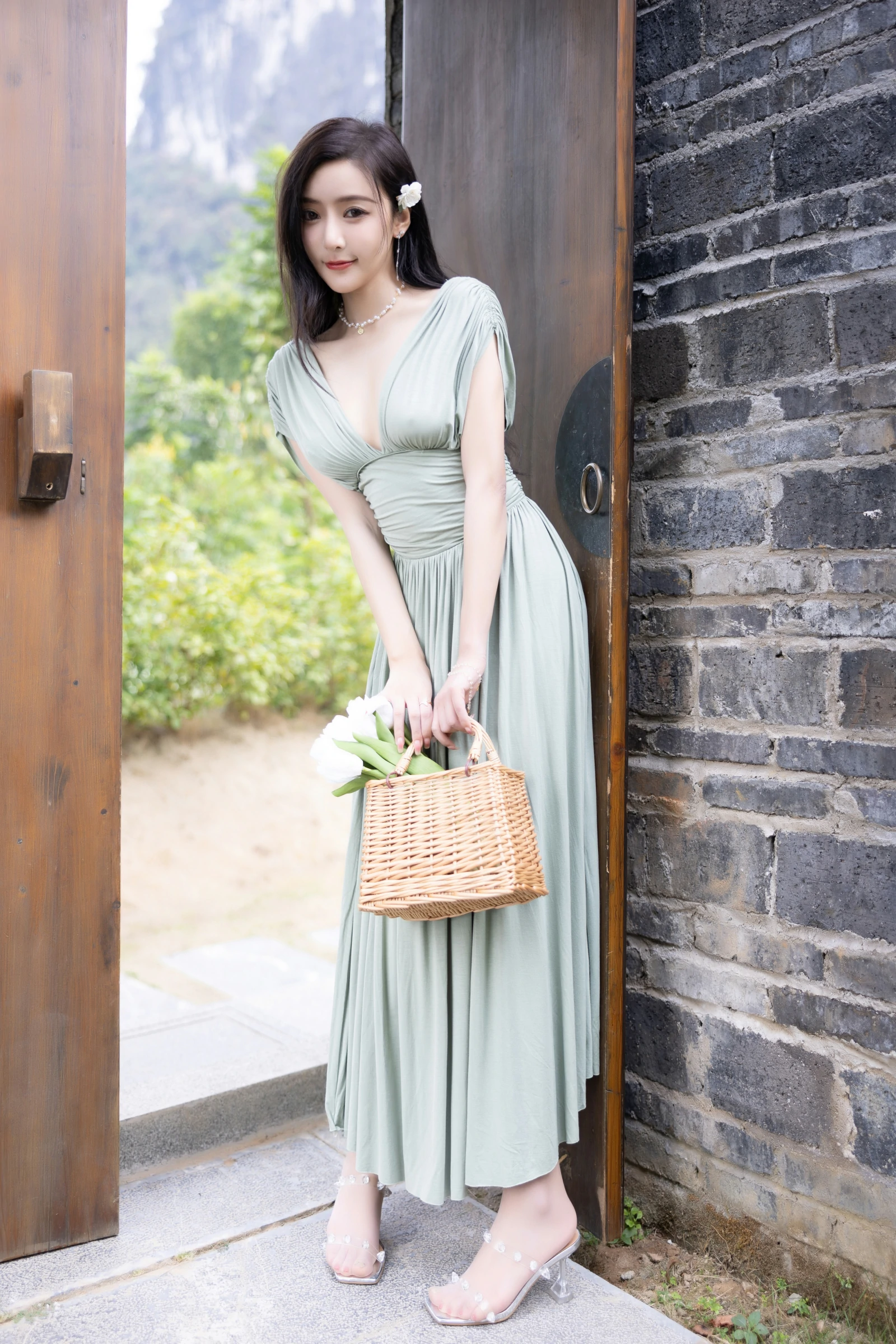 Paid Content | Wang Xinyao Yanni Seductive Private Photoshoot Benefits White Swimsuit Green Dress 105P 9