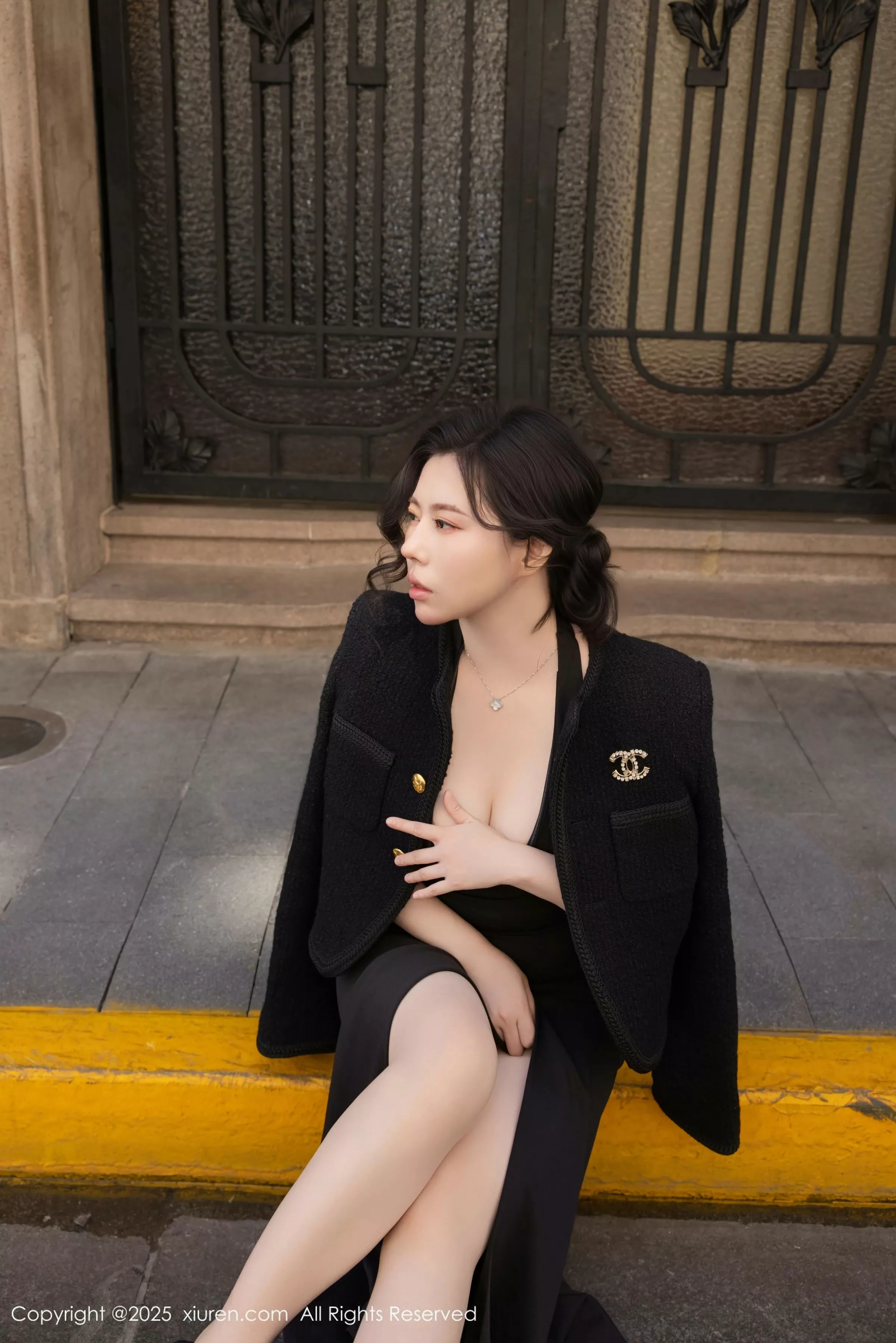 Bai Ru Xue sexy black dress with ultra-thin black stockings showing off a voluptuous figure beautiful photo set 93P 9