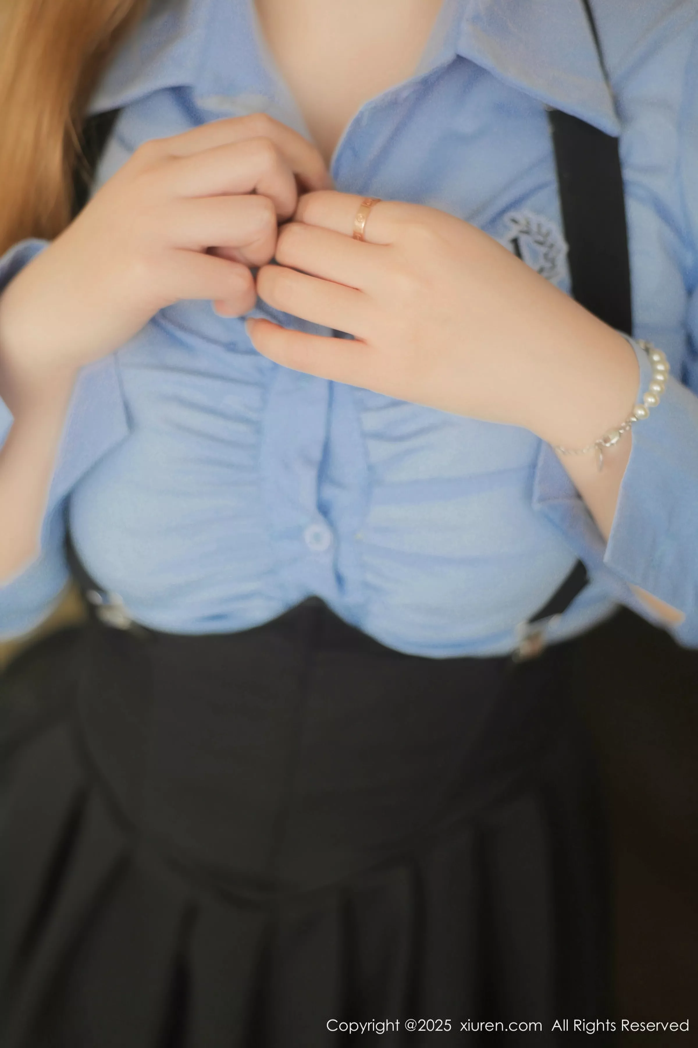 McDonald's Sexy Student Uniform Revealing Black Lingerie Paired with Sheer Black Stockings Exquisite Photoshoot 86P 4