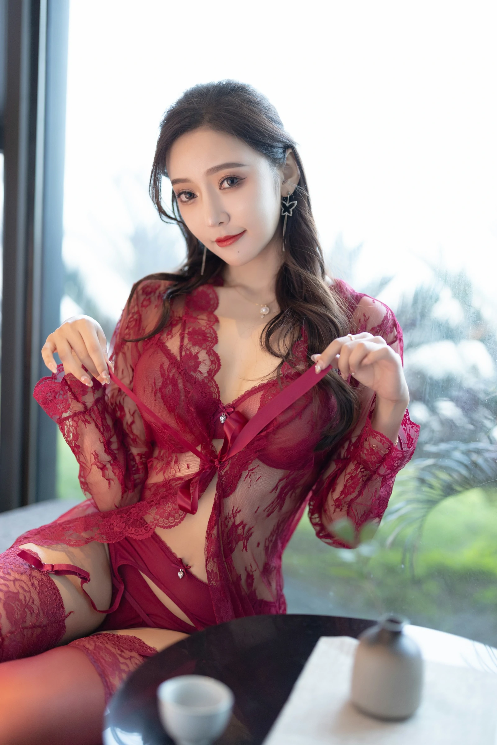 秀人付费 王馨瑶Yanni 诱人私拍福利 红色情趣套装83P 5