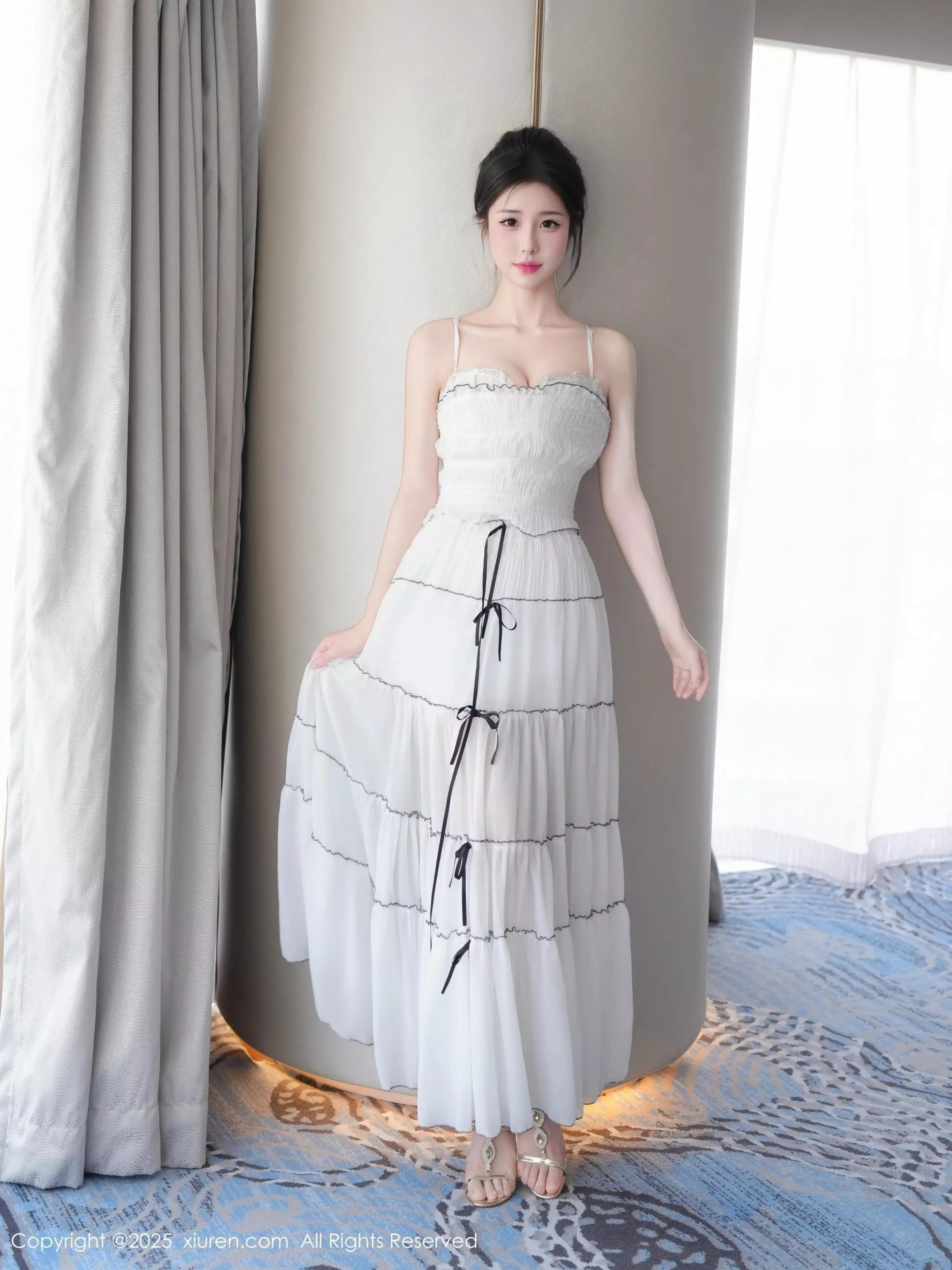 奶芙酱-EVA性感白色连衣裙配凉高跟秀修长美腿完美绝美写真81P 6