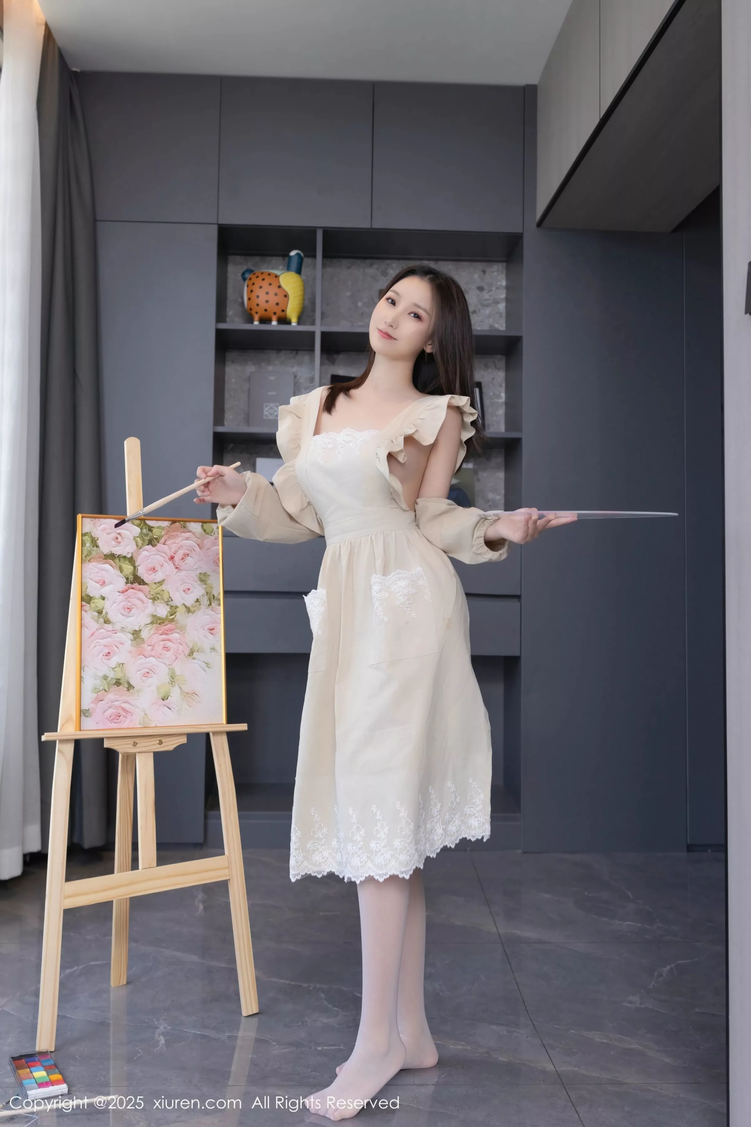 杏子Yada画家主题性感白色内衣配白丝袜秀曼妙身姿绝美写真81P 3