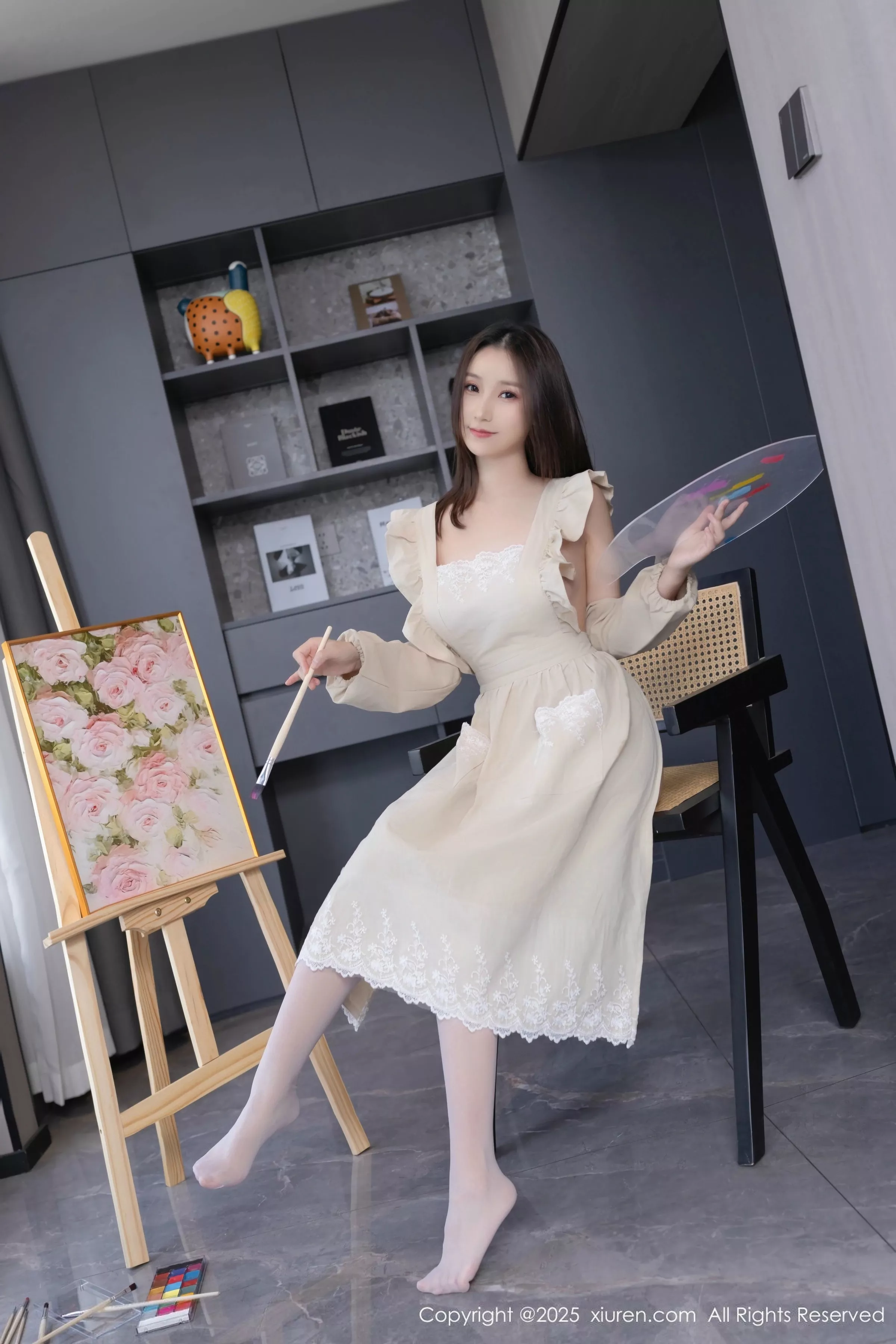 杏子Yada画家主题性感白色内衣配白丝袜秀曼妙身姿绝美写真81P 4